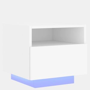 vidaXL Mesa de cabeceira com luzes LED 40x39x37 cm branco