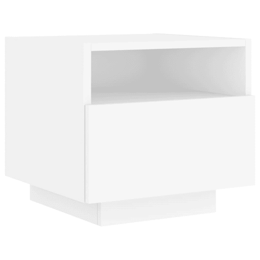 vidaXL Mesa de cabeceira com luzes LED 40x39x37 cm branco