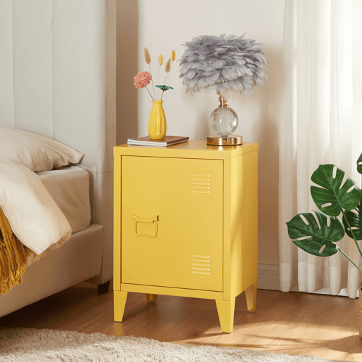 Mesa de cabeceira Inari em aço - Amarelo en.casa