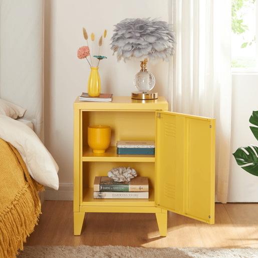 Mesa de cabeceira Inari em aço - Amarelo en.casa