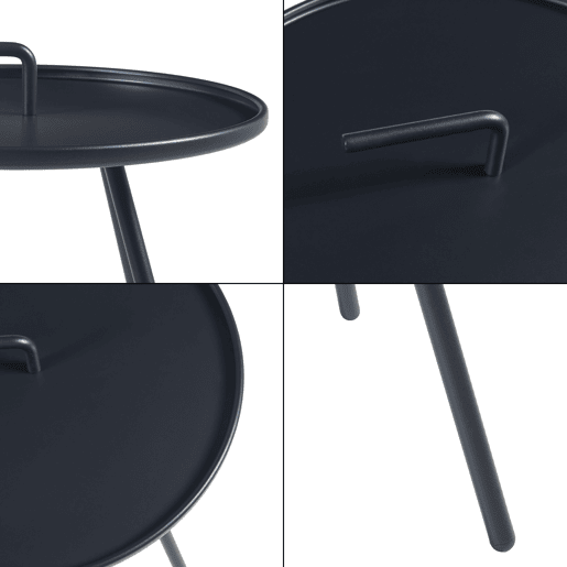 Mesa de terraço Fosen redonda com pega de aço - Preta en.casa