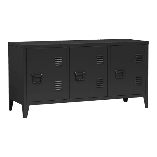 Mesa Tele Kotka com 3 portas de aço 113x40x58 cm - Preto en.casa