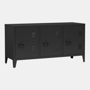 Mesa Tele Kotka com 3 portas de aço 113x40x58 cm - Preto en.casa