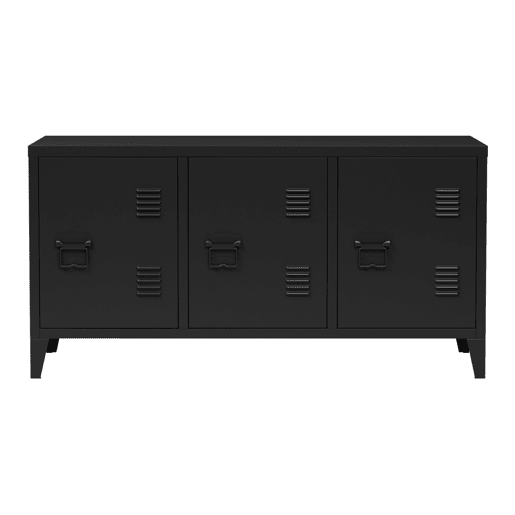 Mesa Tele Kotka com 3 portas de aço 113x40x58 cm - Preto en.casa