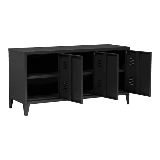 Mesa Tele Kotka com 3 portas de aço 113x40x58 cm - Preto en.casa