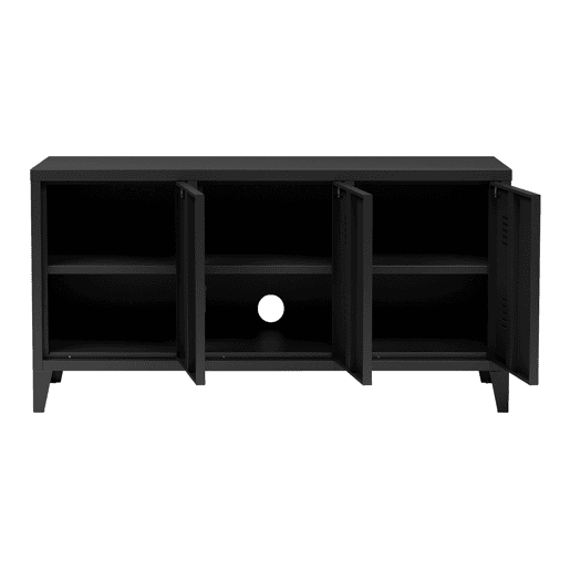 Mesa Tele Kotka com 3 portas de aço 113x40x58 cm - Preto en.casa