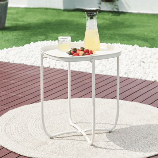 Mesa de jardim Sandefjord aço 53x46x46cm - Branco en.casa