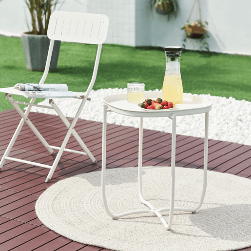 Mesa de jardim Sandefjord aço 53x46x46cm - Branco en.casa