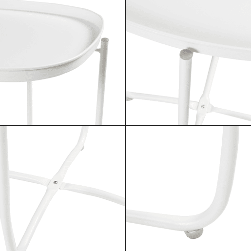 Mesa de jardim Sandefjord aço 53x46x46cm - Branco en.casa