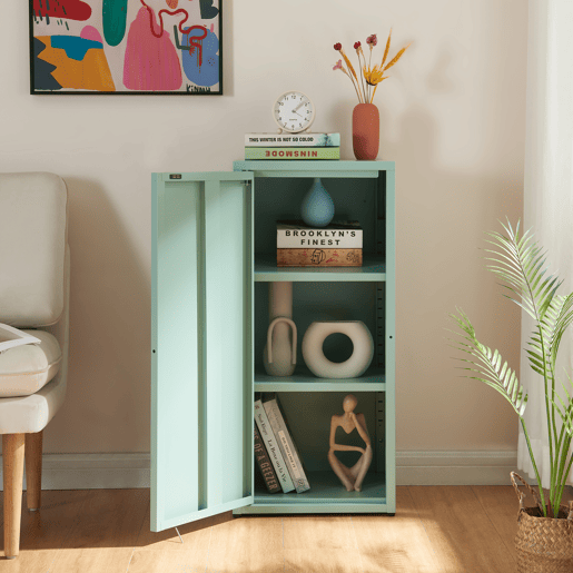 Armário de escritório Burlöv aço 88x40x35 cm - Verde menta en.casa