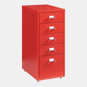 Armário de arquivo móvel Kökar com 5 gavetas 69x28x41 cm aço - Vermelho en.casa