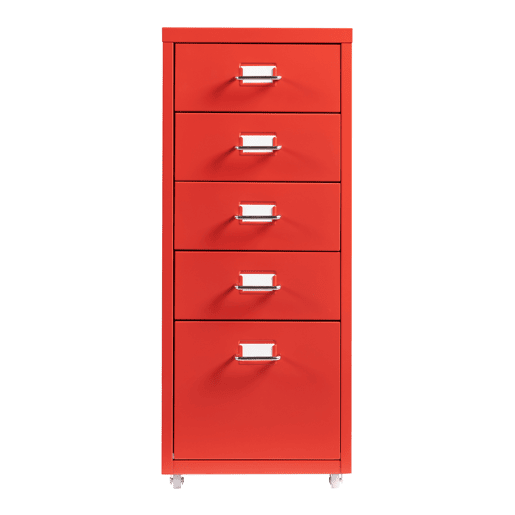 Armário de arquivo móvel Kökar com 5 gavetas 69x28x41 cm aço - Vermelho en.casa
