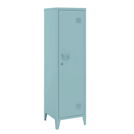 Cacifo metálico Kurikka com 3 compartimentos em aço 137x38x38 cm - Azul cinzento en.casa