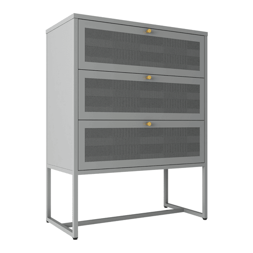 Cómoda Sund com 3 gavetas em aço 105x80x40cm - Cinzento en.casa