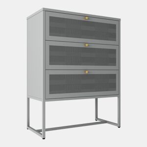 Cómoda Sund com 3 gavetas em aço 105x80x40cm - Cinzento en.casa
