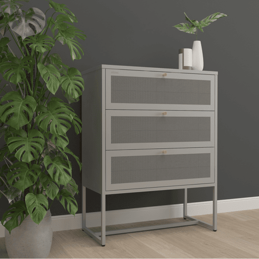 Cómoda Sund com 3 gavetas em aço 105x80x40cm - Cinzento en.casa