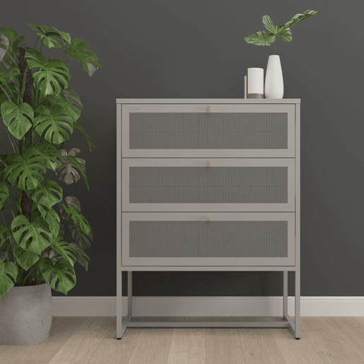 Cómoda Sund com 3 gavetas em aço 105x80x40cm - Cinzento en.casa