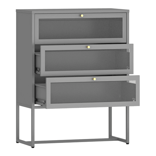 Cómoda Sund com 3 gavetas em aço 105x80x40cm - Cinzento en.casa