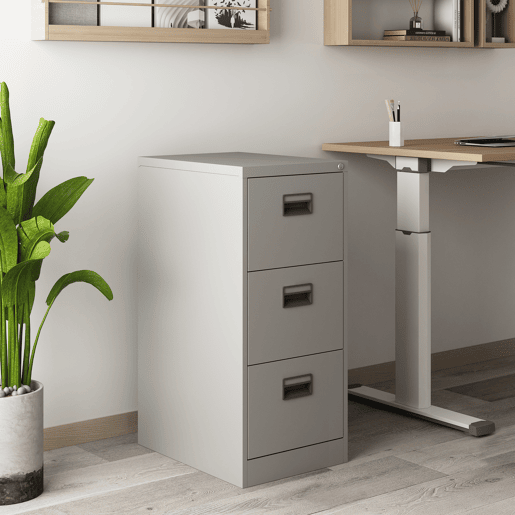 Armário de arquivo Rääkkylä com 3 gavetas em aço 103x45x62 cm - Cinzento en.casa