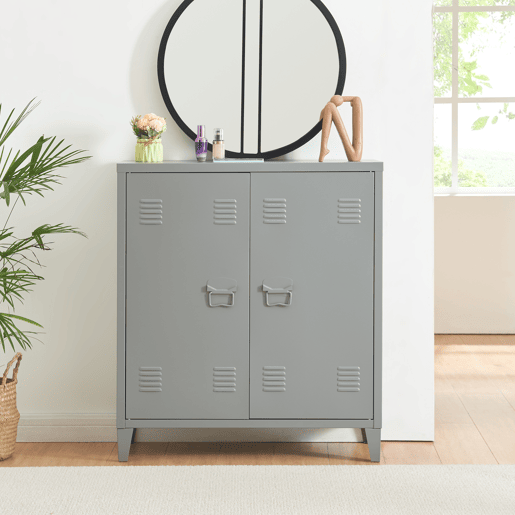 Armário de escritório Oripää com prateleira de aço ajustável 90x80x33cm - Cinzento escuro en.casa