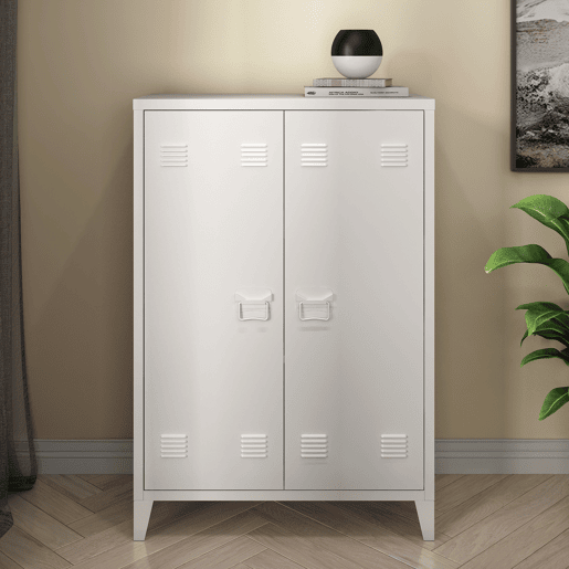 Armário de escritório Oripää com 2 prateleiras de aço ajustáveis 110x75x33 cm - Branco en.casa