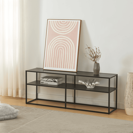 Mesa Tele Solund com 2 prateleiras em aço 120x30x46 cm - Preto en.casa