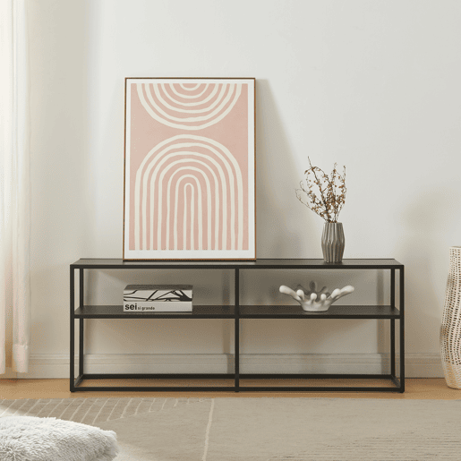 Mesa Tele Solund com 2 prateleiras em aço 120x30x46 cm - Preto en.casa