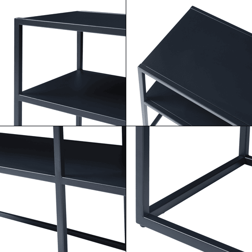 Mesa Tele Solund com 2 prateleiras em aço 120x30x46 cm - Preto en.casa
