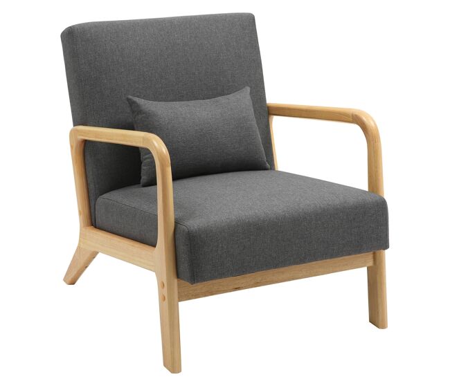 Sillón hibbing con tapizado de tela madera gris oscuro 80x64x74 cm