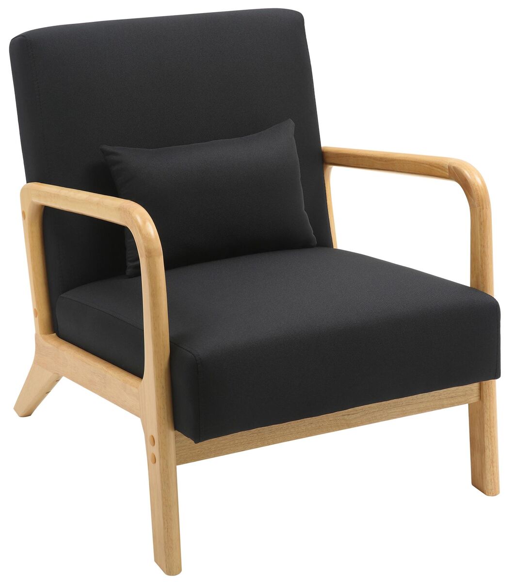 Sillón hibbing con tapizado de tela madera negro 80x64x74 cm