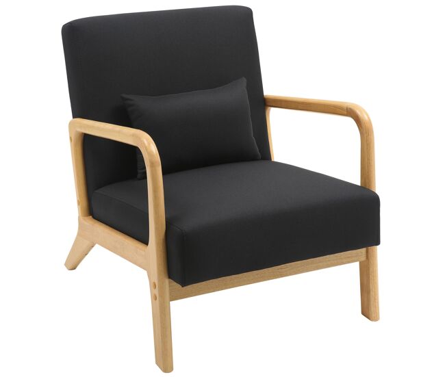 Sillón hibbing con tapizado de tela madera negro 80x64x74 cm