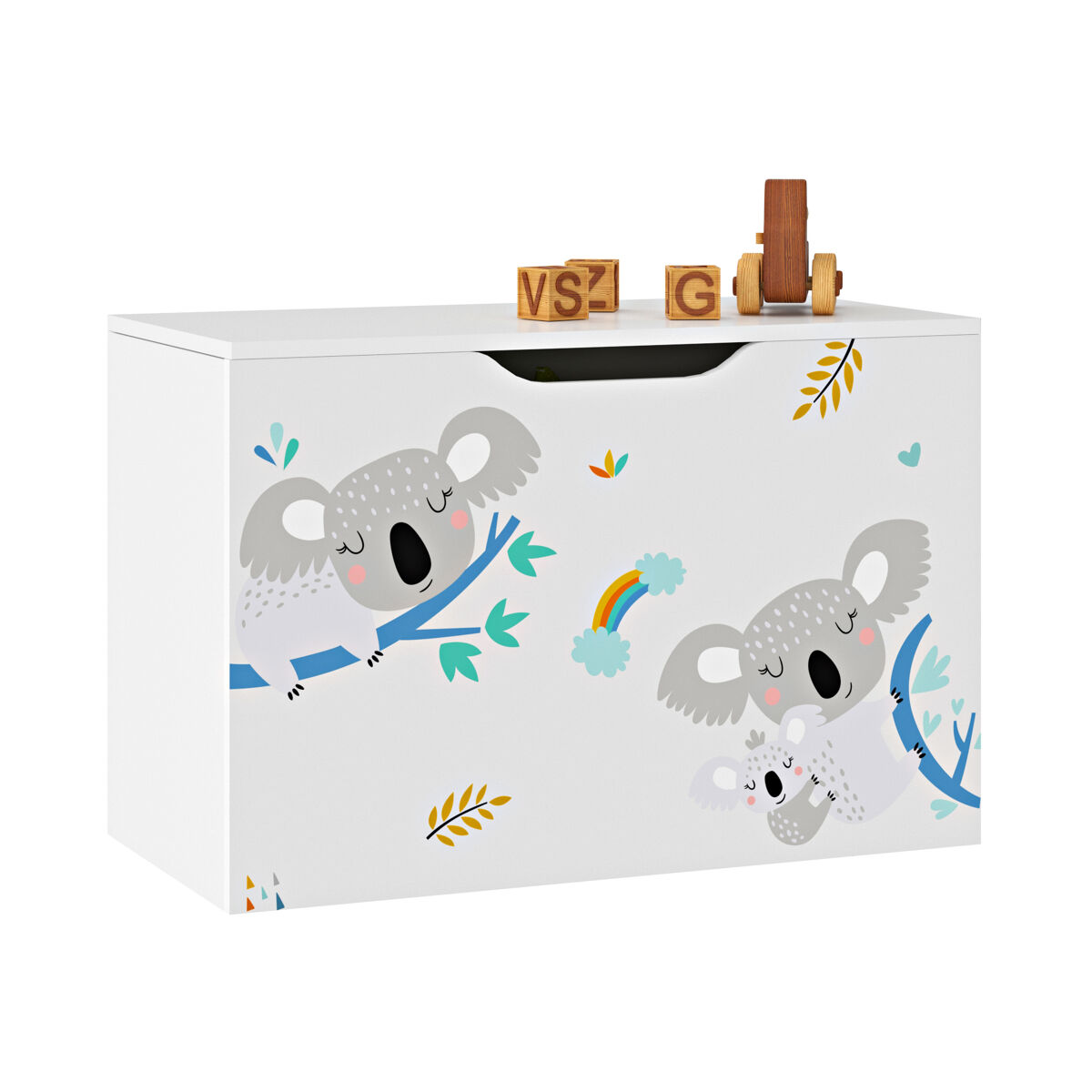 Juguetero para niños oleiros motivo koala aglomerado 40 x 60 x 30 cm multicolor [en.casa]