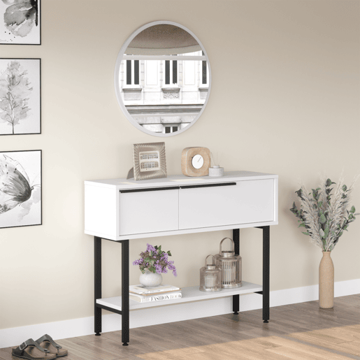 Mesa de Consola Vesanto com compartimentos 100x29.5x76cm - Branco en.casa
