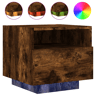 vidaXL Mesa de cabeceira com luzes LED 40x39x37 cm carvalho fumado