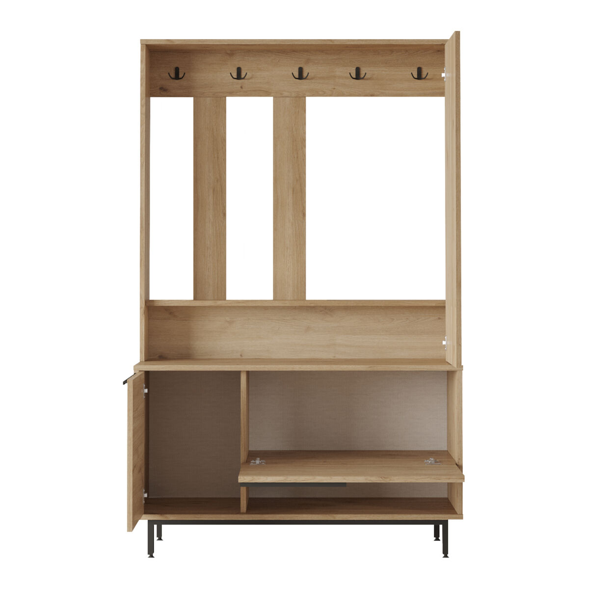 Mueble recibidor kvænangen aglomerado 178x112x35.5cm - roble y ratán [en.casa]