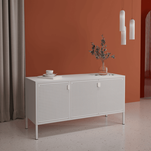 Armário TV Castelli com 3 portas de aço 114x40x60cm - Branco en.casa