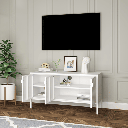 Armário TV Castelli com 3 portas de aço 114x40x60cm - Branco en.casa