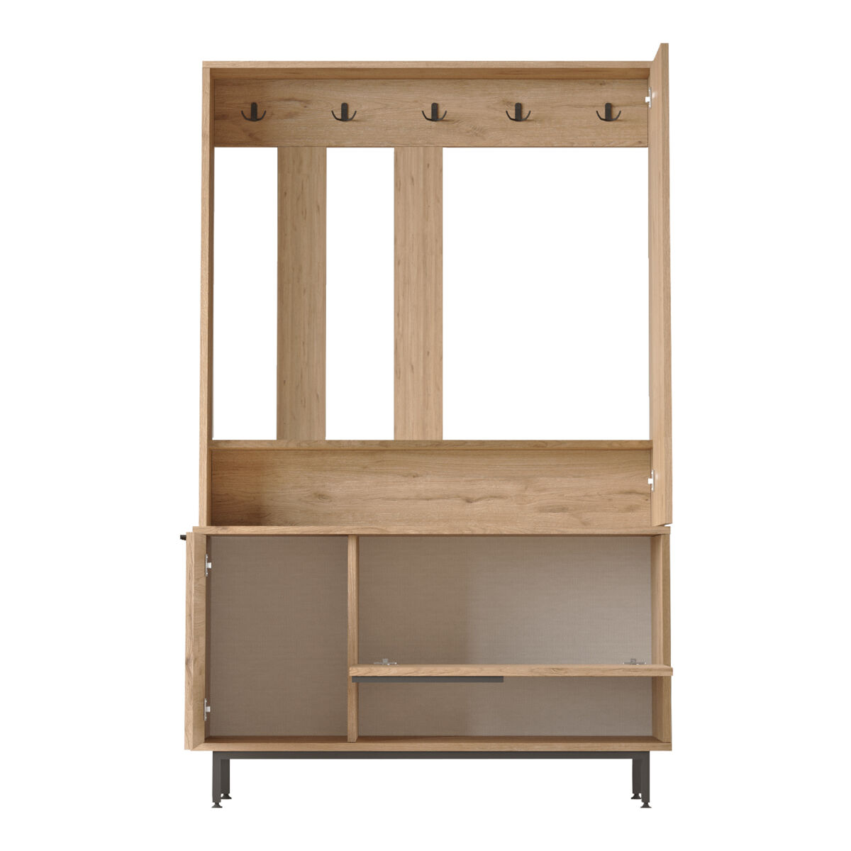 Mueble recibidor vesanto aglomerado 178x112x35.5cm - roble y negro [en.casa]