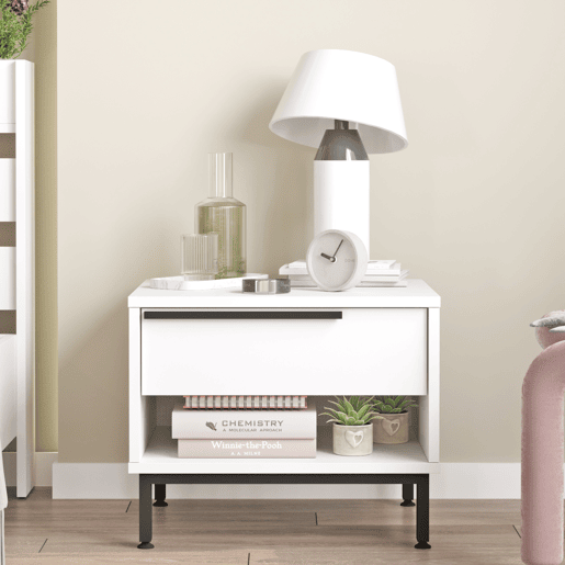 Mesa de cabeceira Vesanto com gaveta 42.5x53.5x44.5cm - Branco en.casa