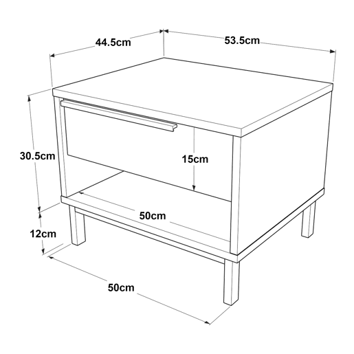 Mesa de cabeceira Vesanto com gaveta 42.5x53.5x44.5cm - Branco en.casa