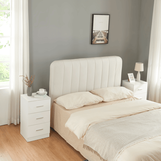 Conjunto de 2 mesas de cabeceira Aurdal com 3 gavetas em aglomerado 66x37x34.5cm - Branco alto brilho en.casa