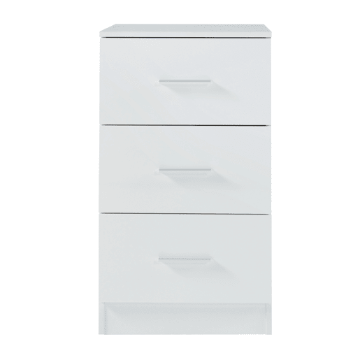 Conjunto de 2 mesas de cabeceira Aurdal com 3 gavetas em aglomerado 66x37x34.5cm - Branco alto brilho en.casa