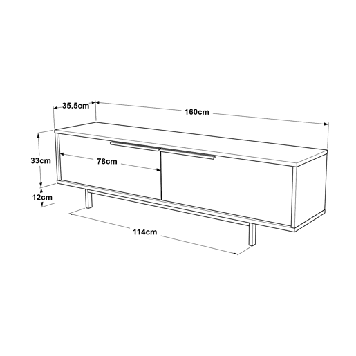 Mesa de TV Urejovle com 2 portas em aglomerado 160x35.5x45cm - efeito carvalho en.casa