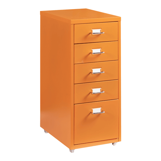 Armário de arquivo móvel Kökar com 5 gavetas 69x28x41 cm aço - Laranja en.casa
