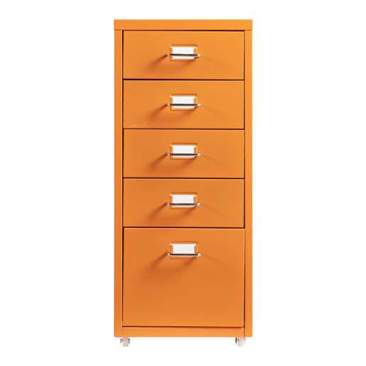 Armário de arquivo móvel Kökar com 5 gavetas 69x28x41 cm aço - Laranja en.casa