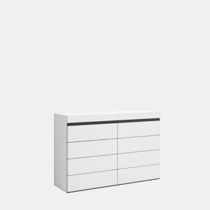Cómoda, Com Gavetas, Armazenamento, 114x35x75cm, Para quarto, dormitório, Camiseiro, Estilo moderno, Branco e preto