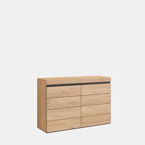 Cómoda, Com Gavetas, Armazenamento, 114x35x75cm, Para quarto, dormitório, Camiseiro, Estilo moderno, Carvalho