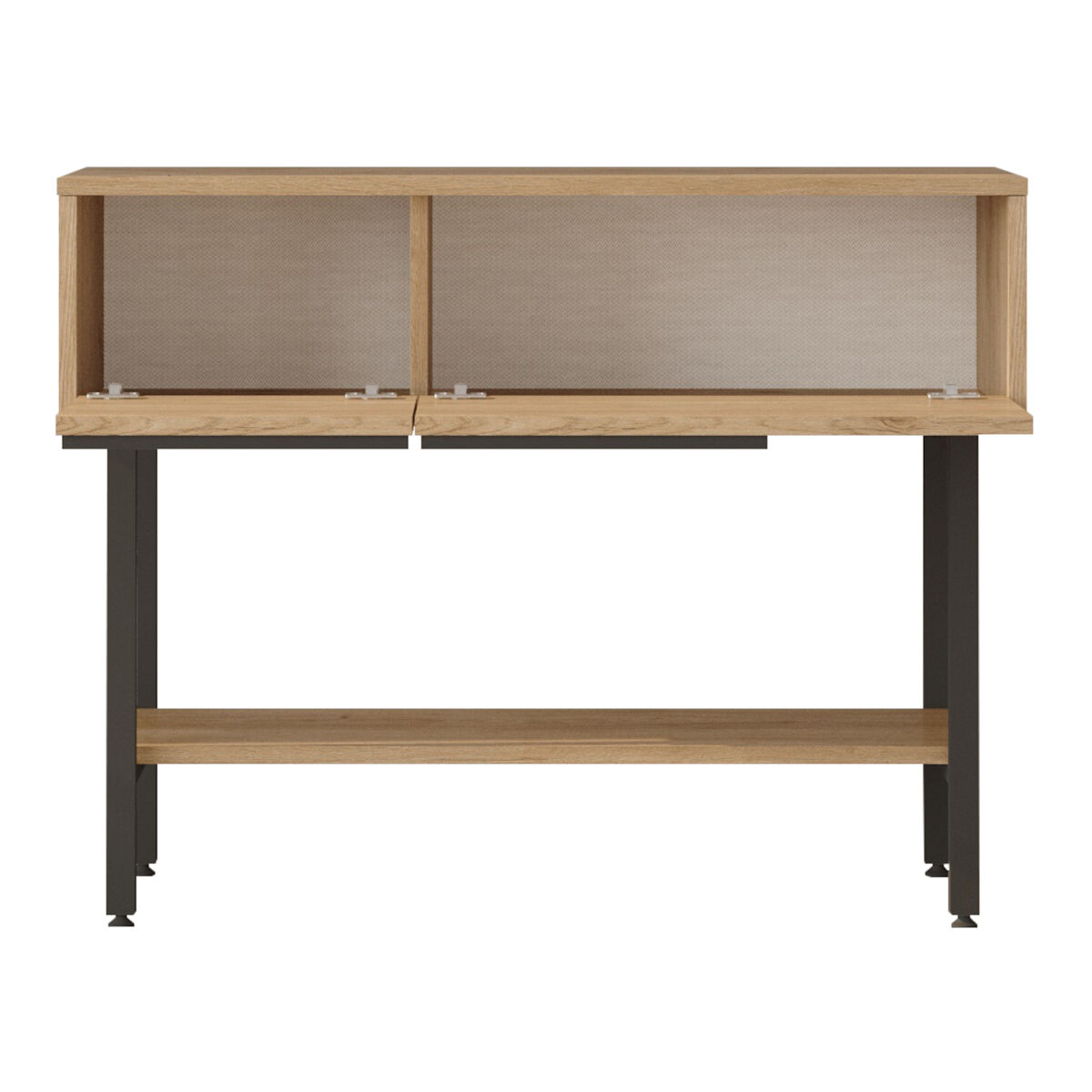 Mesa consola vesanto con compartimentos 100x29.5x76cm - efecto roble [en.casa]