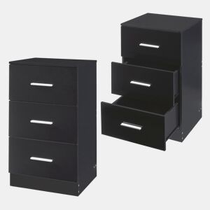Conjunto de 2 mesas de cabeceira Aurdal com 3 gavetas em aglomerado 66x37x34.5cm - Preto alto brilho en.casa