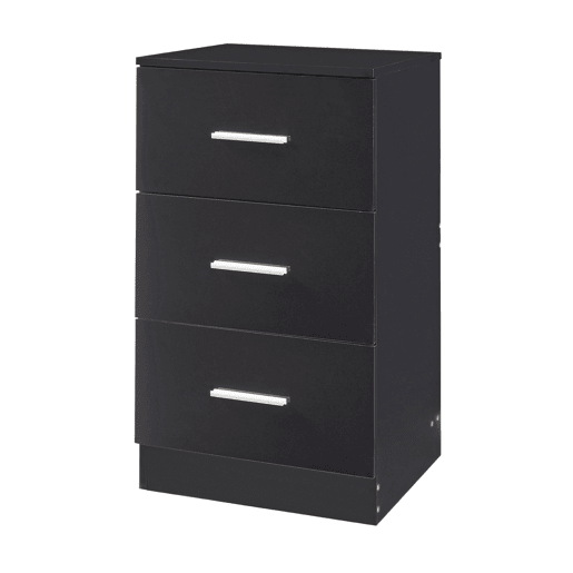Conjunto de 2 mesas de cabeceira Aurdal com 3 gavetas em aglomerado 66x37x34.5cm - Preto alto brilho en.casa